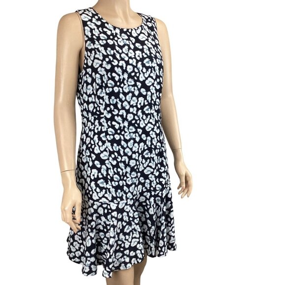 Banana Republic Sleeveless Floral Print Dress Size 10 Navy Blue & White - Picture 5 of 8